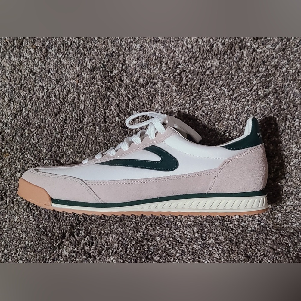 Green, white and tan Tretorn sneakers